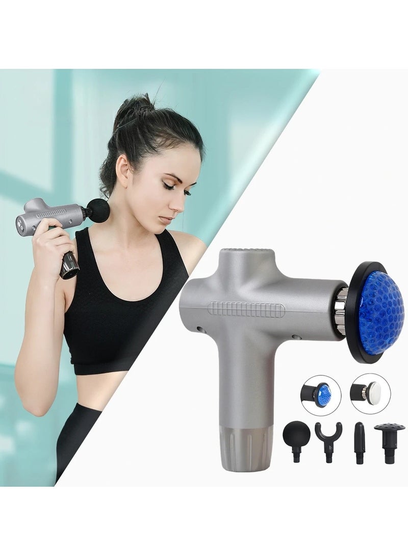 Wireless Massage Gun with 6 Replaceable Heads and 6 Speeds (JY-711) Silver  - Image 2