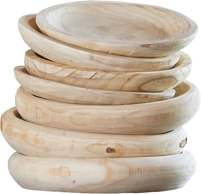 BOLTCORRSE Modern Organic Wooden Large Decorative Bowl for Keys, Fruit, Dough – Rustic Farmhouse Home Decor for Entry Table or Coffee - Image 3