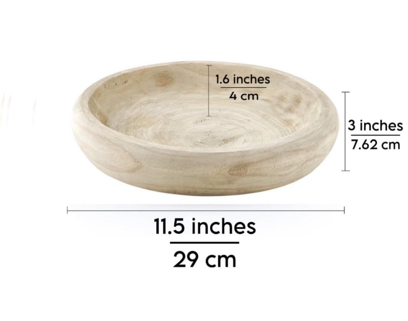BOLTCORRSE Modern Organic Wooden Large Decorative Bowl for Keys, Fruit, Dough – Rustic Farmhouse Home Decor for Entry Table or Coffee - Image 2