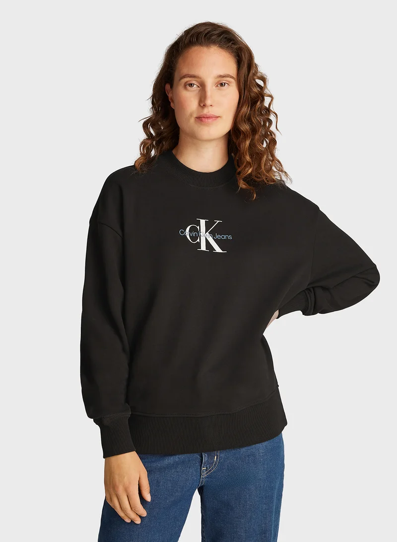 كالفن كلاين جينز Textured Monologo Crewneck