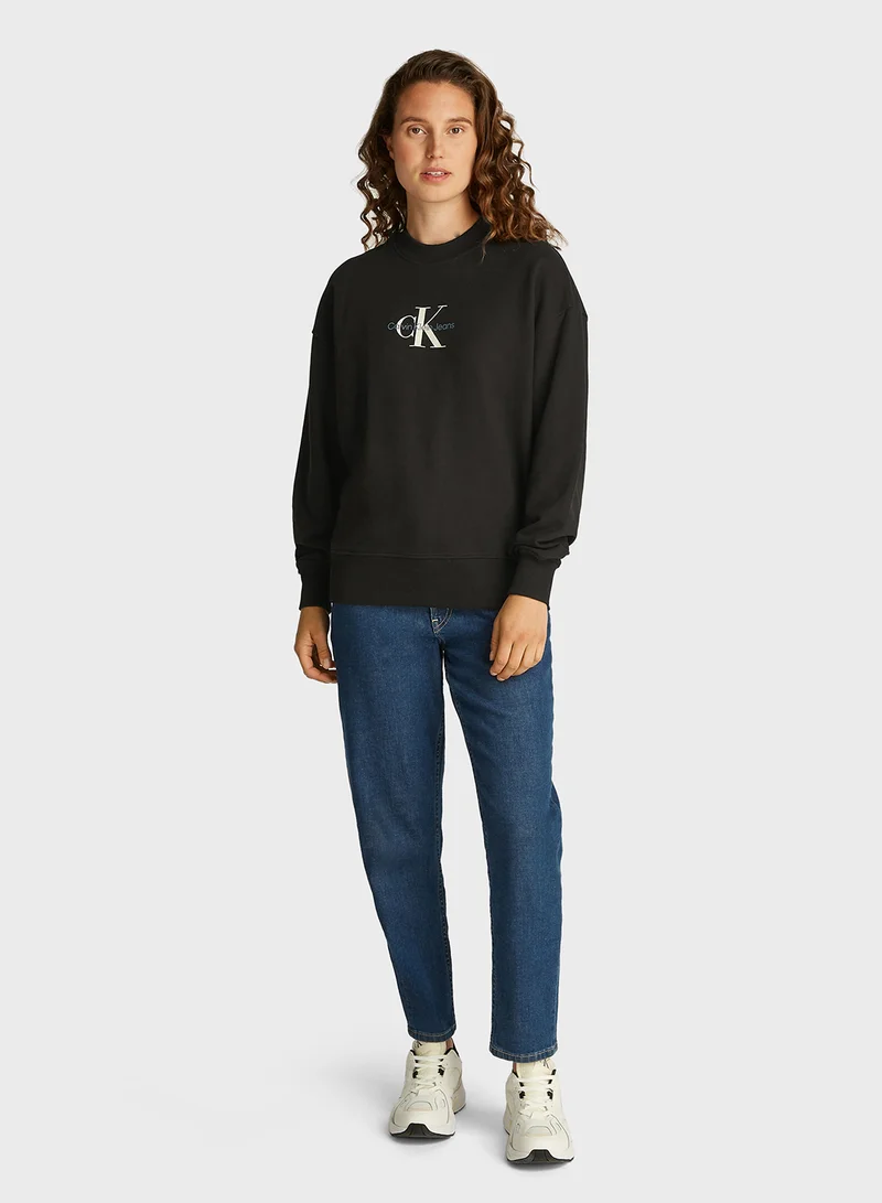كالفن كلاين جينز Textured Monologo Crewneck