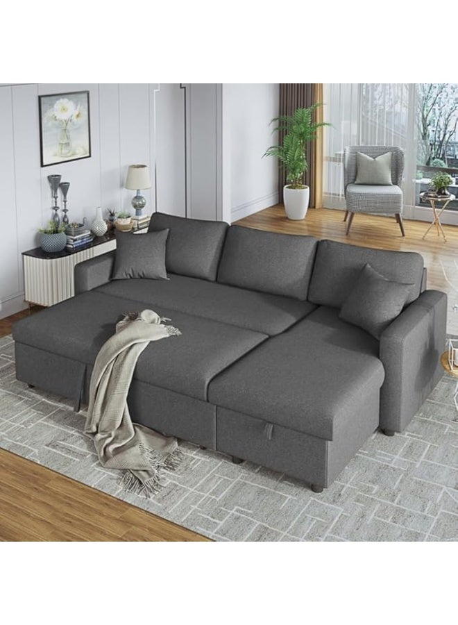 ABX HOME Milan 3 Seater Sofa Sofa Cum Bed Modern L Shaped Sectional sofa | Sofa Cum Bed 3 Seater (Grey) - Image 1