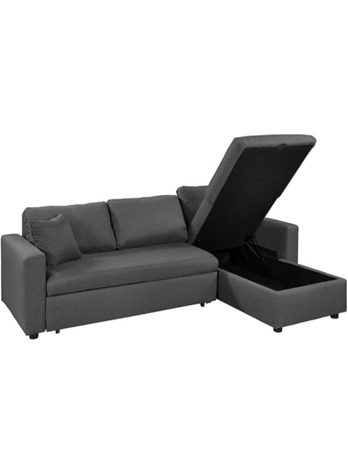 ABX HOME Milan 3 Seater Sofa Sofa Cum Bed Modern L Shaped Sectional sofa | Sofa Cum Bed 3 Seater (Grey) - Image 3