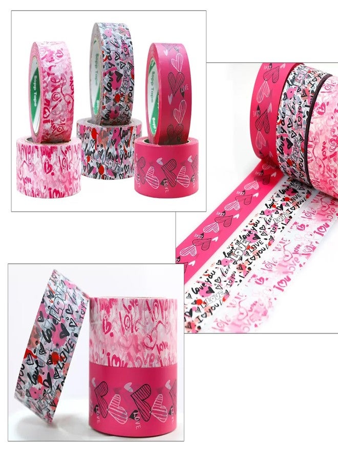 Arvakr Designer Cute Packing Tape, Colorful Matte Printing Shipping Tape, Carton Decorative Tape for Sealing Boxes, 2" x 110 yd, Love - Pink - Image 4
