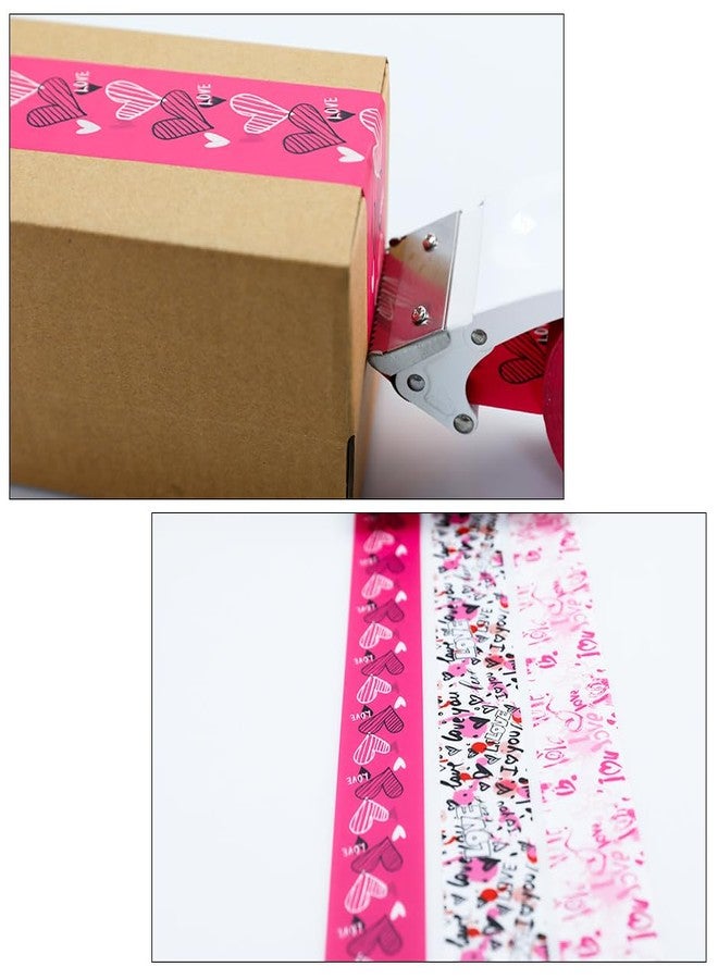 Arvakr Designer Cute Packing Tape, Colorful Matte Printing Shipping Tape, Carton Decorative Tape for Sealing Boxes, 2" x 110 yd, Love - Pink - Image 3