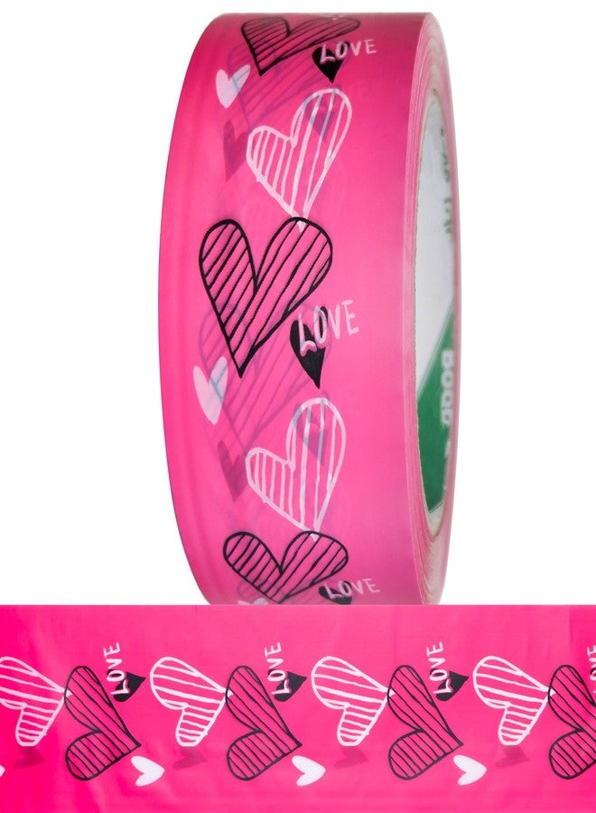 Arvakr Designer Cute Packing Tape, Colorful Matte Printing Shipping Tape, Carton Decorative Tape for Sealing Boxes, 2" x 110 yd, Love - Pink - Image 1