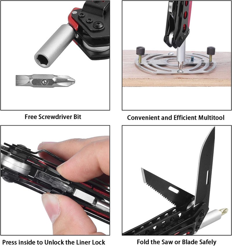 edcfans Folding Pocket Utility Knife Heavy Duty Box Cutter with Flat Head and Phillips Screwdriver, Saw, Fruit Knife, Belt Clip, Quick Change Blades Lock Back Design(10 Blades) - Image 3