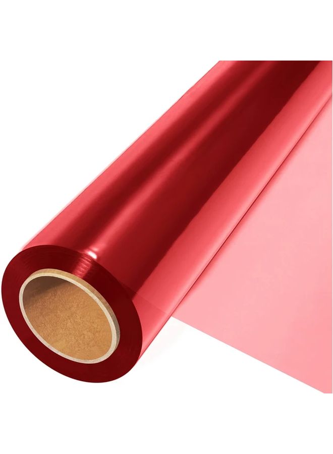 Red Heavy Duty Cellophane Wrap Roll 100 Ft Long 15 7 Inch Wide 0 8 Mil Thick - Image 1