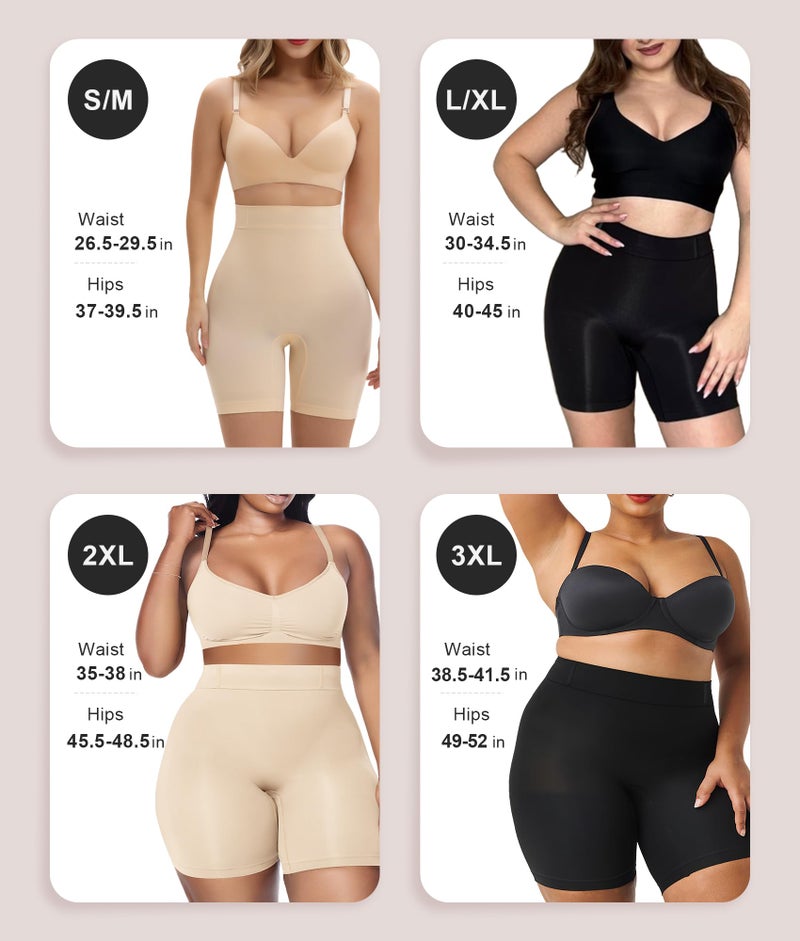 SHAPERX Tummy Control Underwear for Women â€“ Mid-Waisted Seamless Shapewear Shorts Anti-Rolling Body Shaper Under Dresses,SZ5810-Beige-S/M - Image 3