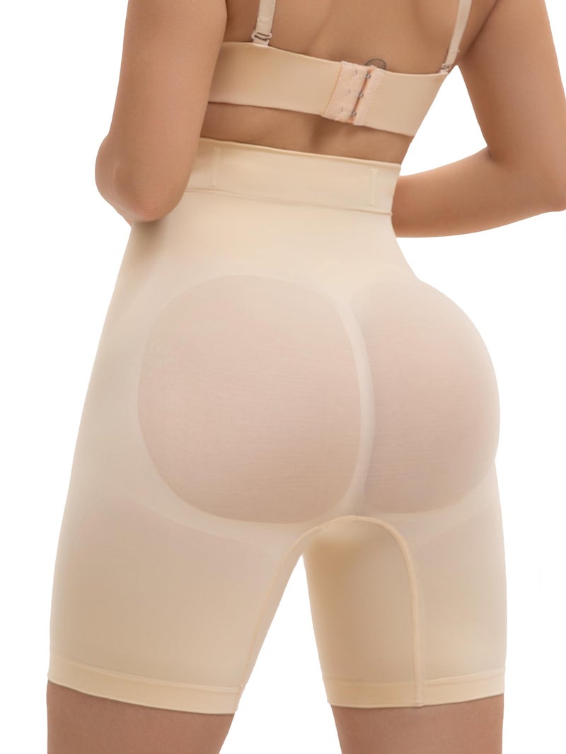SHAPERX Tummy Control Underwear for Women â€“ Mid-Waisted Seamless Shapewear Shorts Anti-Rolling Body Shaper Under Dresses,SZ5810-Beige-S/M - Image 2