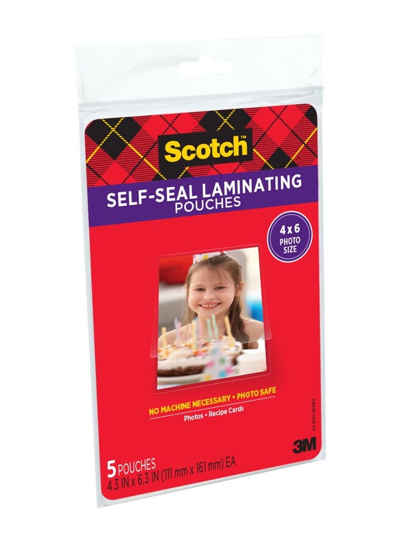 Scotch Self-Sealing Laminating Pouches, Photo Size (4-3/8" x 6-3/8"), Glossy, 10-Pack (2 Packs of 5) - Image 3