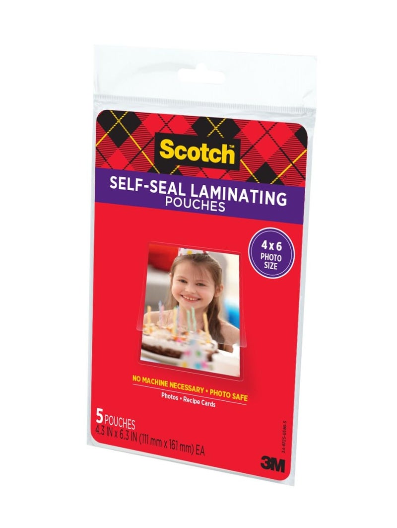 Scotch Self-Sealing Laminating Pouches, Photo Size (4-3/8" x 6-3/8"), Glossy, 10-Pack (2 Packs of 5) - Image 2