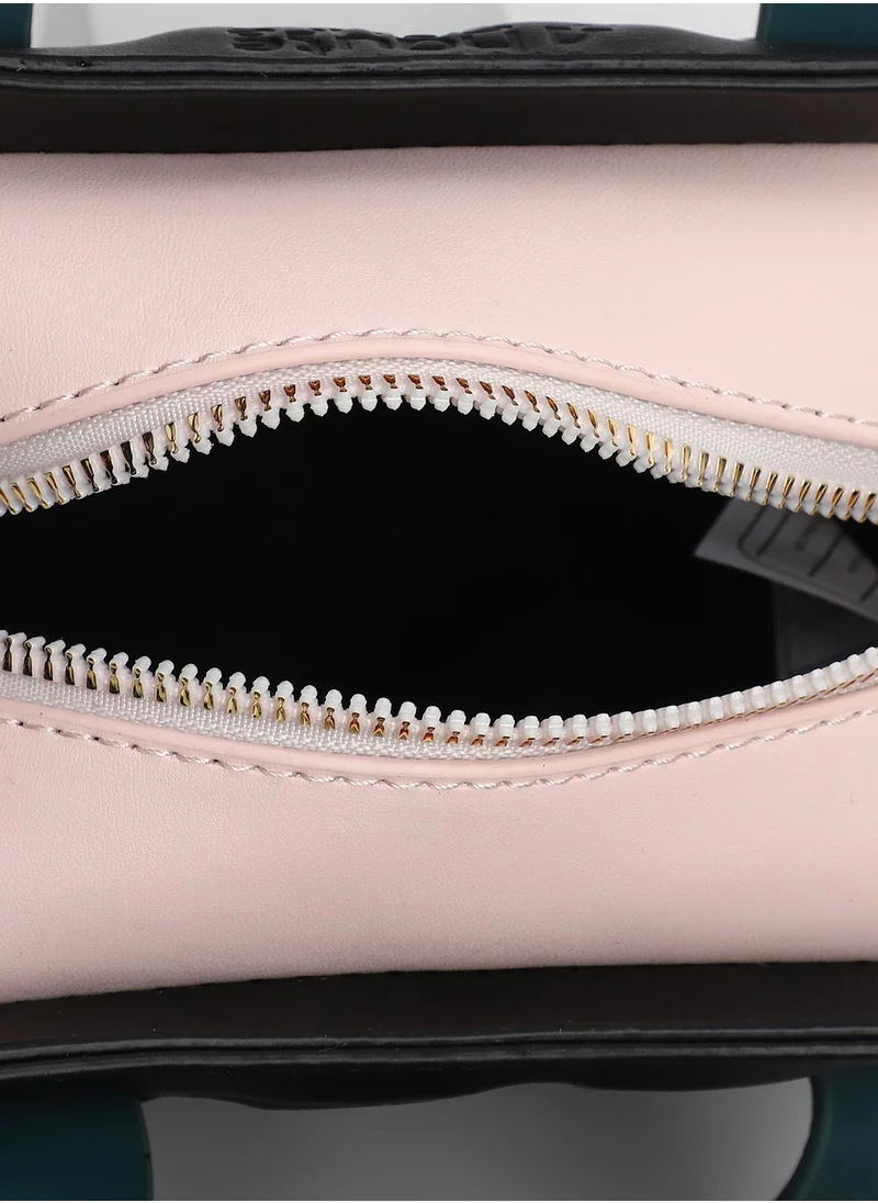 Haute Sauce Colour block Zip Lock Regular Vegan Leather Hand Bag For Women