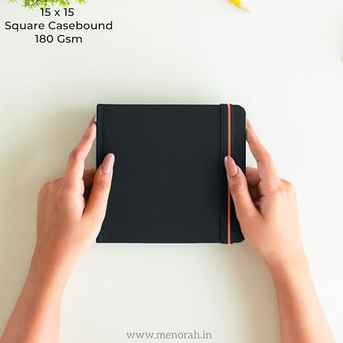 MENORAH Paper - Sketch Book for Artist - Square - 180 GSM - Square Sketchbook for Drawing, Watercolor - Hard Bound - 100 Pages/50 Sheets - (15.0 x 15.0 cm)-(Black) - Image 2