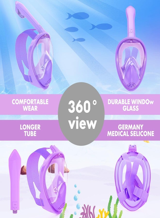 Hydiview Kids Snorkel Mask Full Face, Snorkeling Gear for Kids 2-14 with Camera Mount, 180 Degree Panoramic View Snorkeling Set Anti-Fog Anti-Leak (Blue+Purple) - Image 5