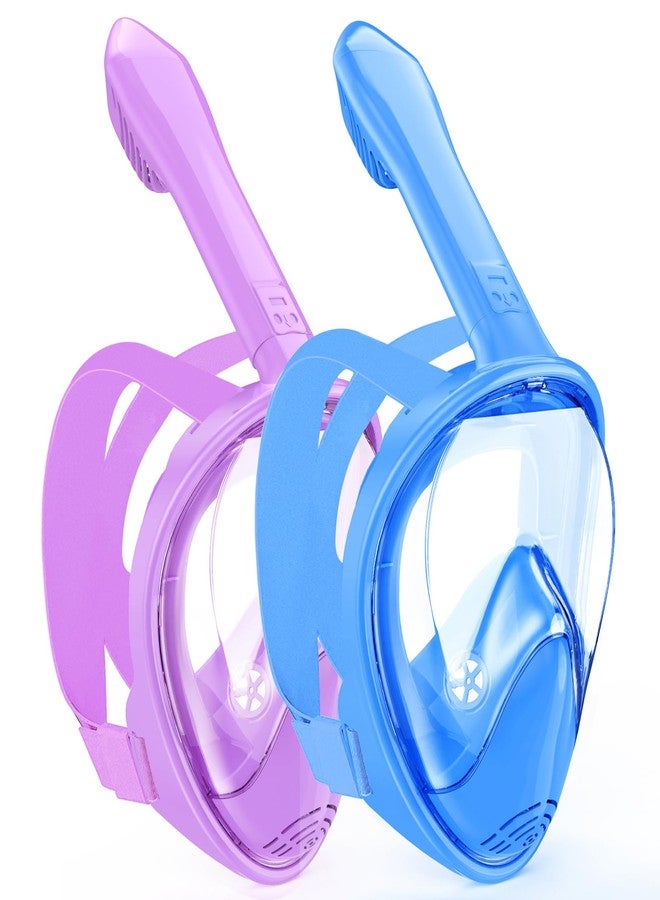 Hydiview Kids Snorkel Mask Full Face, Snorkeling Gear for Kids 2-14 with Camera Mount, 180 Degree Panoramic View Snorkeling Set Anti-Fog Anti-Leak (Blue+Purple) - Image 1