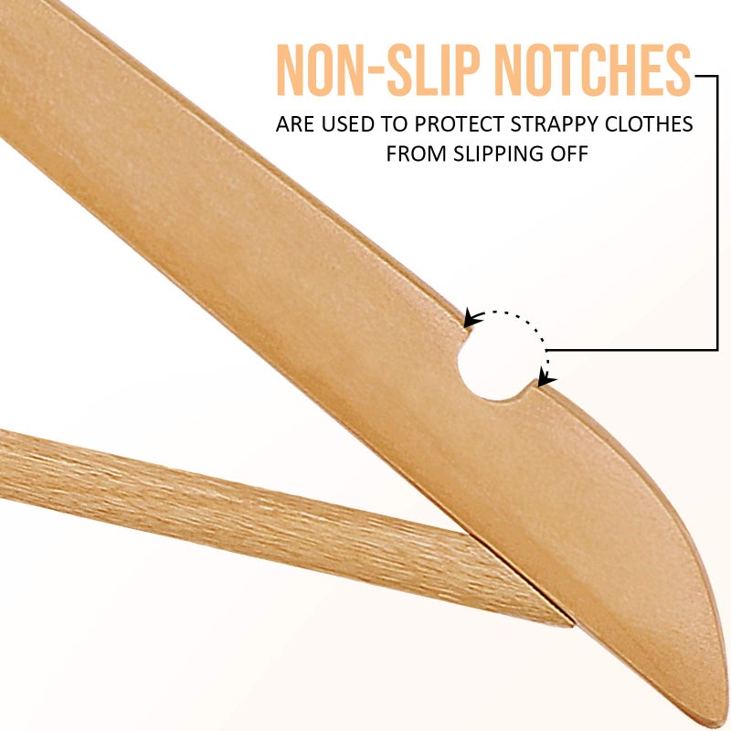 Utopia Home Premium Wooden Hangers 20 Pack - Heavy Duty & Durable Coat Hanger - Wood Hanger with 360-Degree Rotatable Hook - Clothes Hangers with Non-Slip Shoulder Notches For Shirts & Coats (Natural) - Image 4