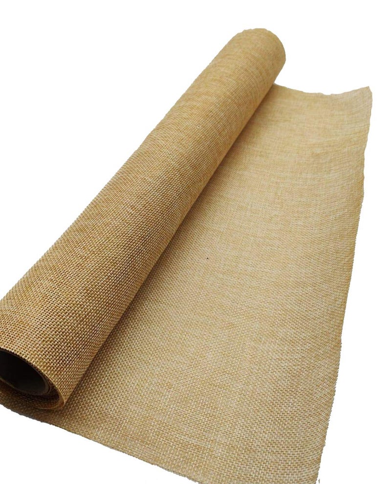 3A Featuretail Synthetic Jute Fabric roll for Bouquet Wrapping Gift Wrapping Bags Basket Making and Jute Material Fabric for Crafts 18 Inch x 5 Yard Color Beige pack of 1 Solid - Image 1
