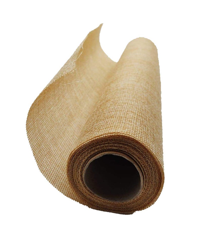 3A Featuretail Synthetic Jute Fabric roll for Bouquet Wrapping Gift Wrapping Bags Basket Making and Jute Material Fabric for Crafts 18 Inch x 5 Yard Color Beige pack of 1 Solid - Image 2