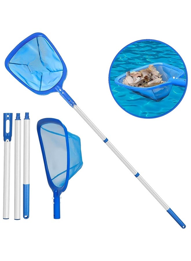 DUNISO Pool Skimmer Net, Pool Leaf Collector Net, Pool Cleaning Net With Telescopic Aluminum Pole - Deep Ultra-Fine Mesh Basket For Removing Fine Debris, Pool Cleaning Tool For Removing Leaves And Debris - Image 1