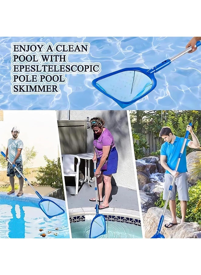 DUNISO Pool Skimmer Net, Pool Leaf Collector Net, Pool Cleaning Net With Telescopic Aluminum Pole - Deep Ultra-Fine Mesh Basket For Removing Fine Debris, Pool Cleaning Tool For Removing Leaves And Debris - Image 2