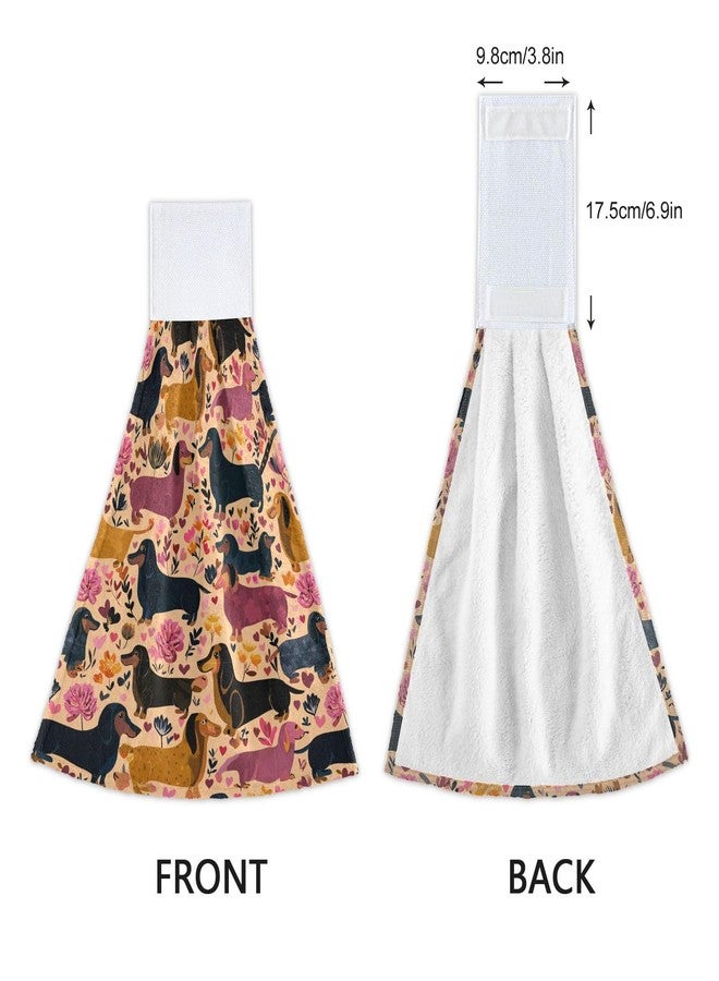 Boccsty Dog Leopard Skin Hanging Kitchen Towels 2 Pieces Dachshunds Puppy Absorbent Hand Towel Loop Dish Cloth Tie Towels Tea Bar Towels for Bathroom Farmhouse Housewarming Tabletop Home - Image 4