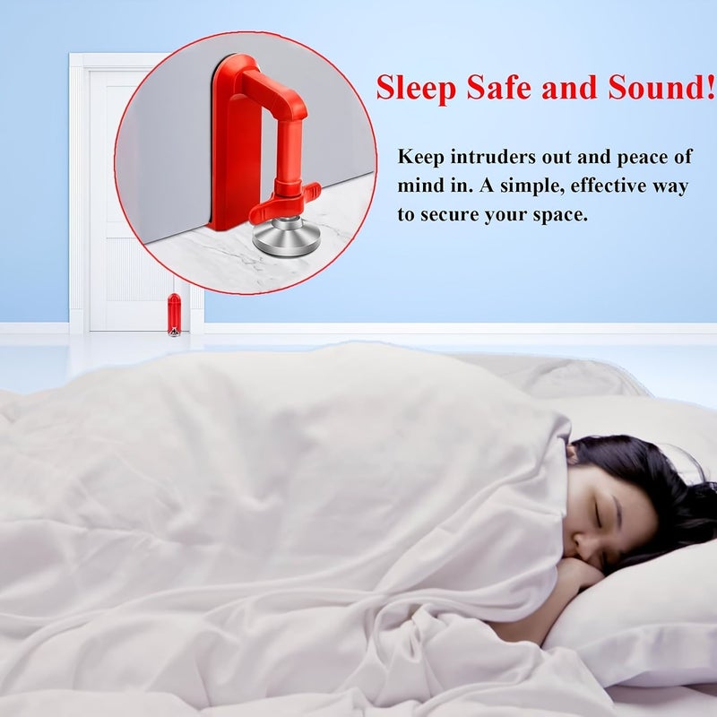 2026 Red Upgraded Portable Travel Heavy Door Stop Physical Anti Theft Hotel Security Lock No Installation - Image 4