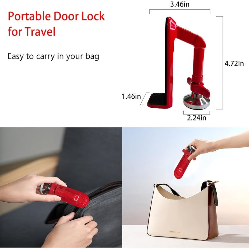 2026 Red Upgraded Portable Travel Heavy Door Stop Physical Anti Theft Hotel Security Lock No Installation - Image 2