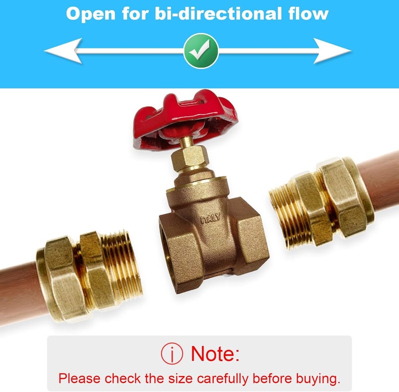GUXGUY 1” Brass Gate Valve DN25 - NPT Female Threaded Rotary Globe Valve for Water and Gas Control - Image 2