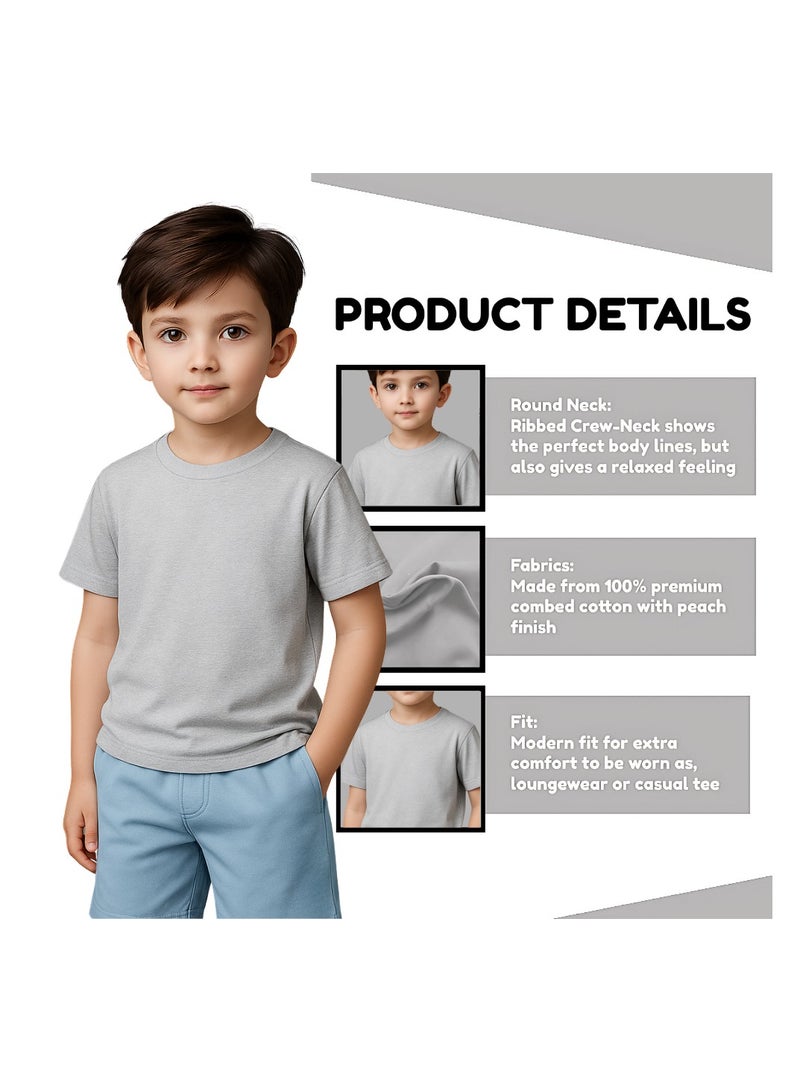 برينت شوب فور مي Printshop4me تي شيرت للأولاد برقبة دائرية 170 جرام في المتر المربع من القطن الخالص الألوان الأساسية - Image 3