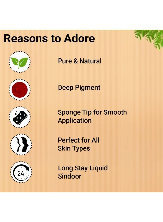Organic Netra Liquid Sindoor Kumkum Waterproof Long Lasting Smudge Proof Pure and Natural Deep Red Color Enriched with Organic Ingredients 8ml (Maroon) - Image 4