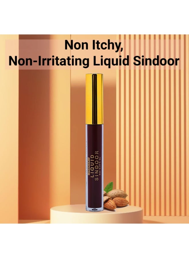 Organic Netra Liquid Sindoor Kumkum Waterproof Long Lasting Smudge Proof Pure and Natural Deep Red Color Enriched with Organic Ingredients 8ml (Maroon) - Image 3