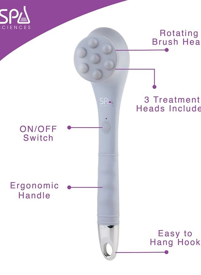 Spa Sciences NERA Shower Body Brush - 4-in-1 Multifunction Treatment - for Improved Exfoliation, Cleansing, Massaging - Includes Body Brush, Loofah, Pumice Stone, Massage Head - All Skin Types - Image 2