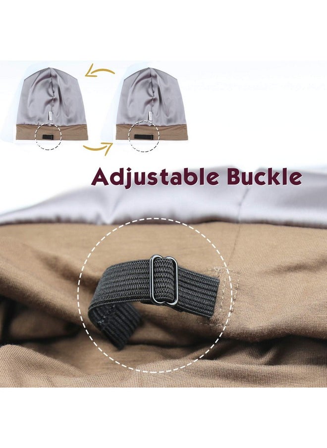 FocusCare - Comfortable Satin Lined Sleep Cap Smooth Fabric Hats For Curly Hair Tiger Stripe Light Brown - Image 1