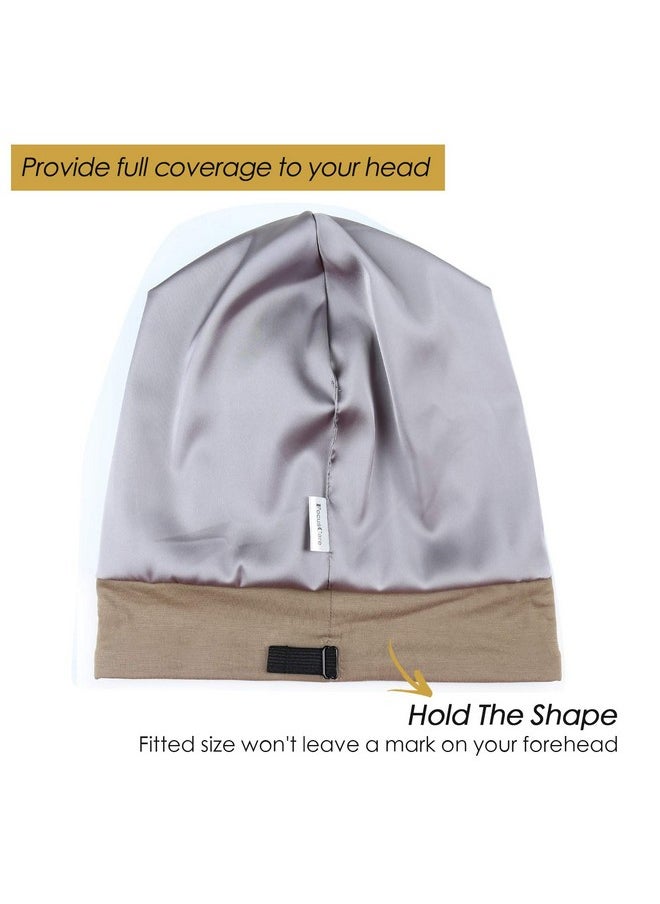 FocusCare - Comfortable Satin Lined Sleep Cap Smooth Fabric Hats For Curly Hair Tiger Stripe Light Brown - Image 1