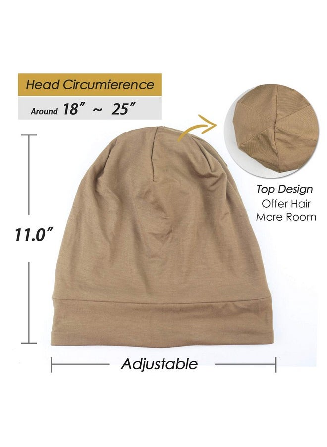 FocusCare - Comfortable Satin Lined Sleep Cap Smooth Fabric Hats For Curly Hair Tiger Stripe Light Brown - Image 1