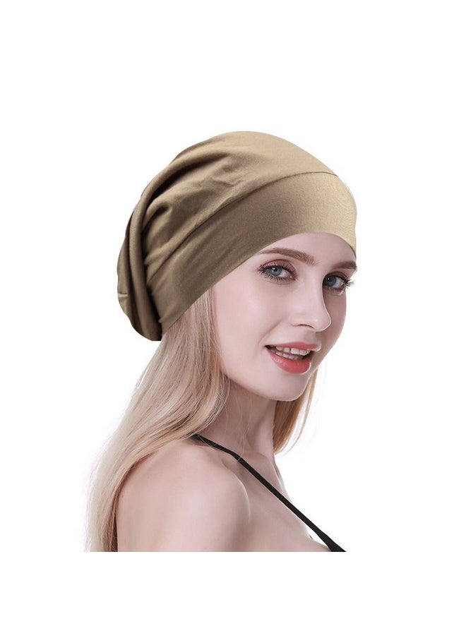 FocusCare - Comfortable Satin Lined Sleep Cap Smooth Fabric Hats For Curly Hair Tiger Stripe Light Brown - Image 1