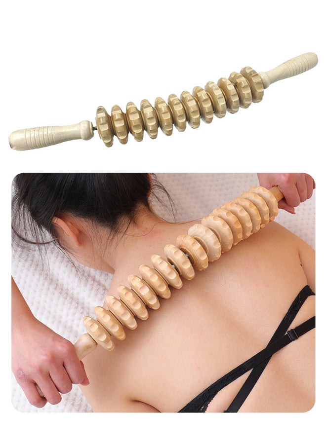 Generic Meridian massage stick solid wood twelve rounds push back handheld massager  - Image 1