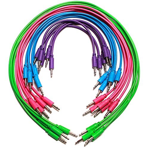 Synthrotek Eurorack Patch Cables - 20 Pack! 3.5mm 1/8 inch Mono 6" 12" 18" 24" (15cm, 30cm, 45cm, 61cm) - Image 1