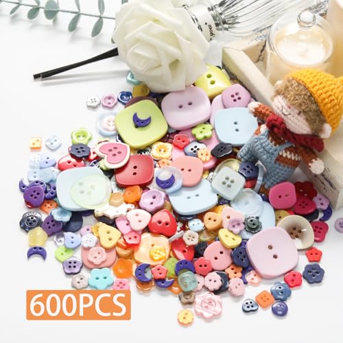 Lilaly 300pcs Pcs Strange Shape Resion Buttons for Crafts, 4 Holes Assorted Sizes Resin Buttons, for Crafting, Arts, DIY, Decoration, Sewing (Strange Shape) - Image 2
