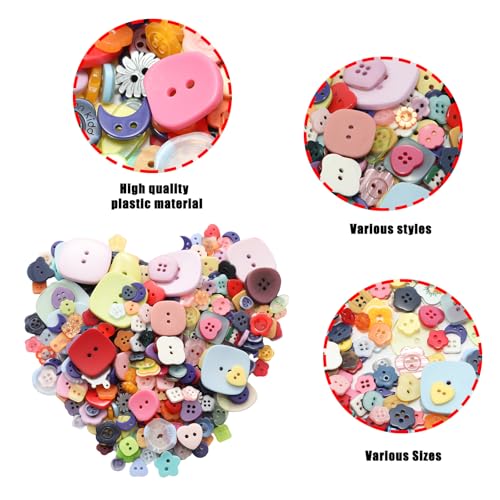 Lilaly 300pcs Pcs Strange Shape Resion Buttons for Crafts, 4 Holes Assorted Sizes Resin Buttons, for Crafting, Arts, DIY, Decoration, Sewing (Strange Shape) - Image 4