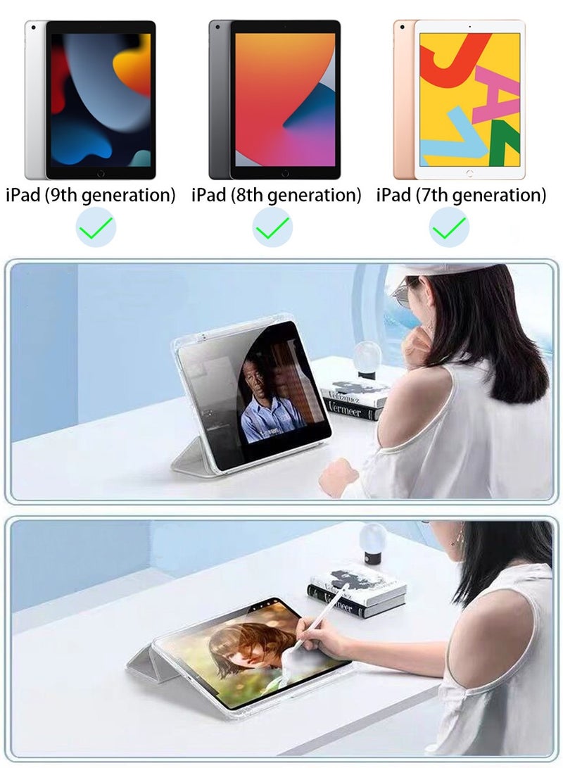 10.2/10.5 Inch Clear Case with Pen Holder,for iPad 7/iPad 8/iPad 9 Slim Stand Hard Shell Back Protective Case,Full Body Shock Resistant iPad Case, Anti-Yellowing Case, Clear Case - Image 3