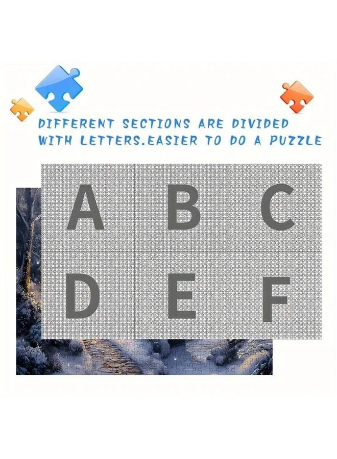 1000 قطعة لغز مشهد الثلج الشتوي للكبار مع كوخ وجسر - Image 4