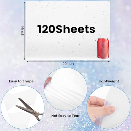 Koogel ورق تزيين كوجيل 120 ورقة، 20x14 بوصة ورق تزيين أبيض لأكياس الهدايا، تغليف لامع لمشاريع عيد الميلاد، حفلات الزفاف، الحرف اليدوية، وزينة المهرجانات - Image 5