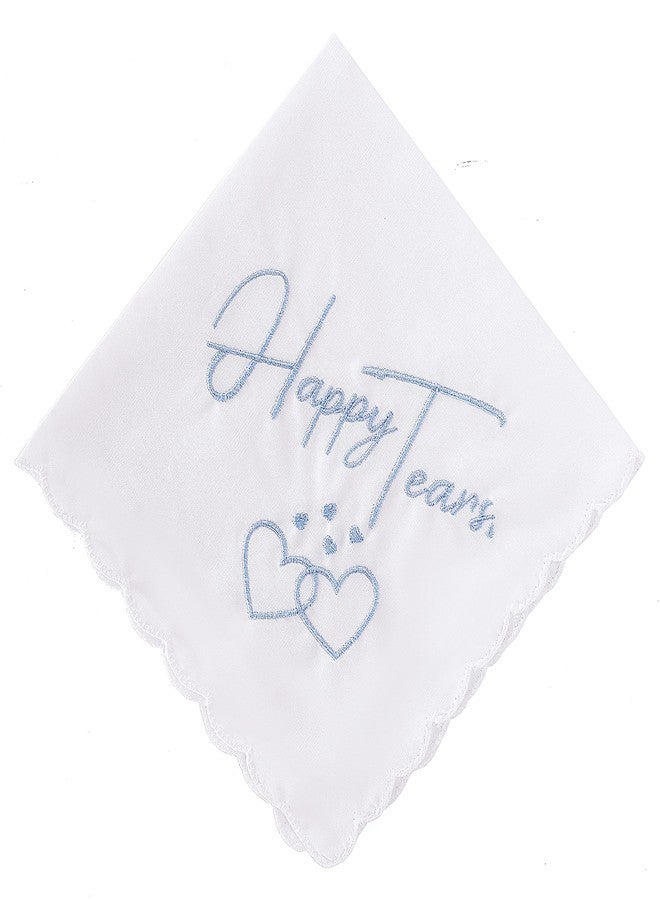 إيه أس في بي شوب منديل زفاف أزرق اللون عليه دموع الفرح - هدية تذكارية زرقاء للعروس ووالدتها - Image 1