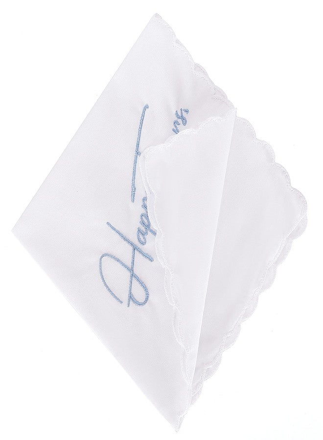 إيه أس في بي شوب منديل زفاف أزرق اللون عليه دموع الفرح - هدية تذكارية زرقاء للعروس ووالدتها - Image 2