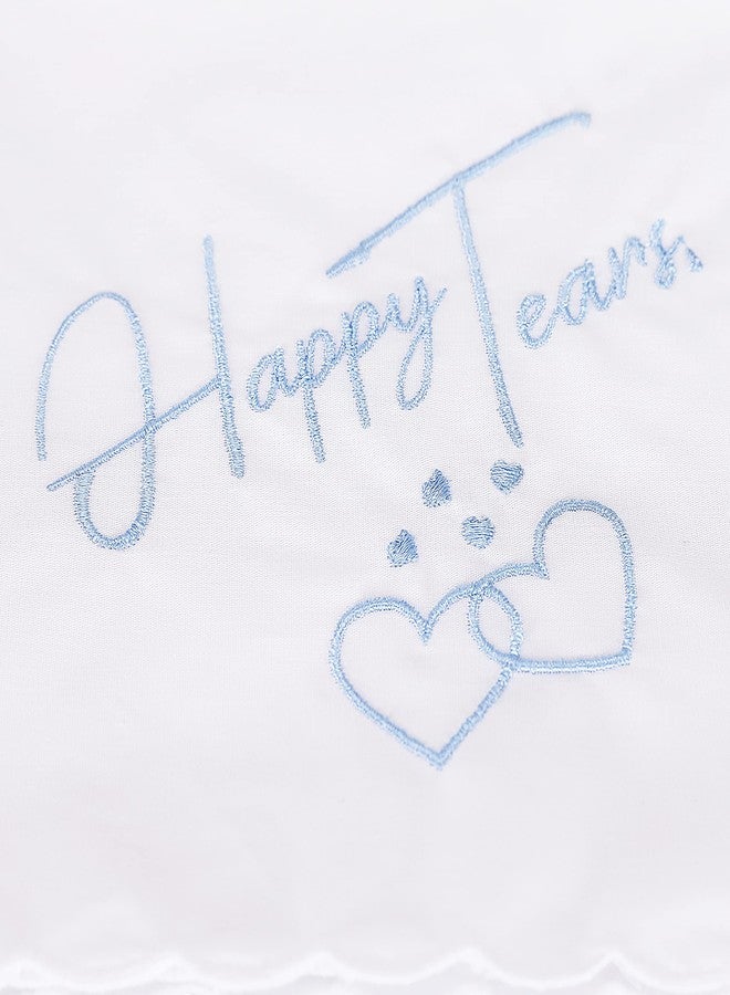 إيه أس في بي شوب منديل زفاف أزرق اللون عليه دموع الفرح - هدية تذكارية زرقاء للعروس ووالدتها - Image 4