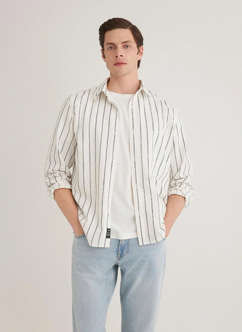 MAVI Linen Mix Striped Shirt