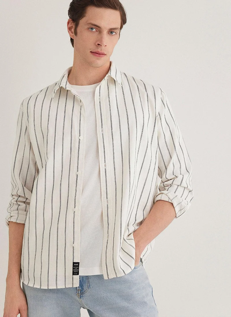 MAVI Linen Mix Striped Shirt