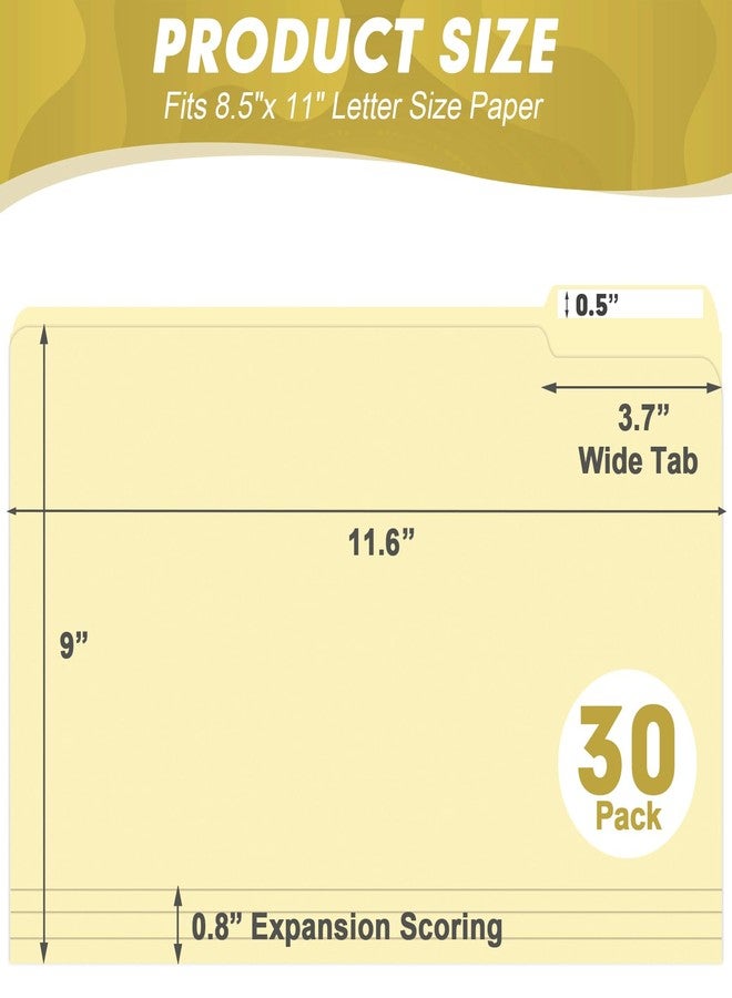 HERKKA 30 Pack File Folders with 1/3 Cut Tabs, 1/3 Cut Top Tab, Letter Size, Assorted,Designed for Office and Classroom Use (Manila) - Image 2